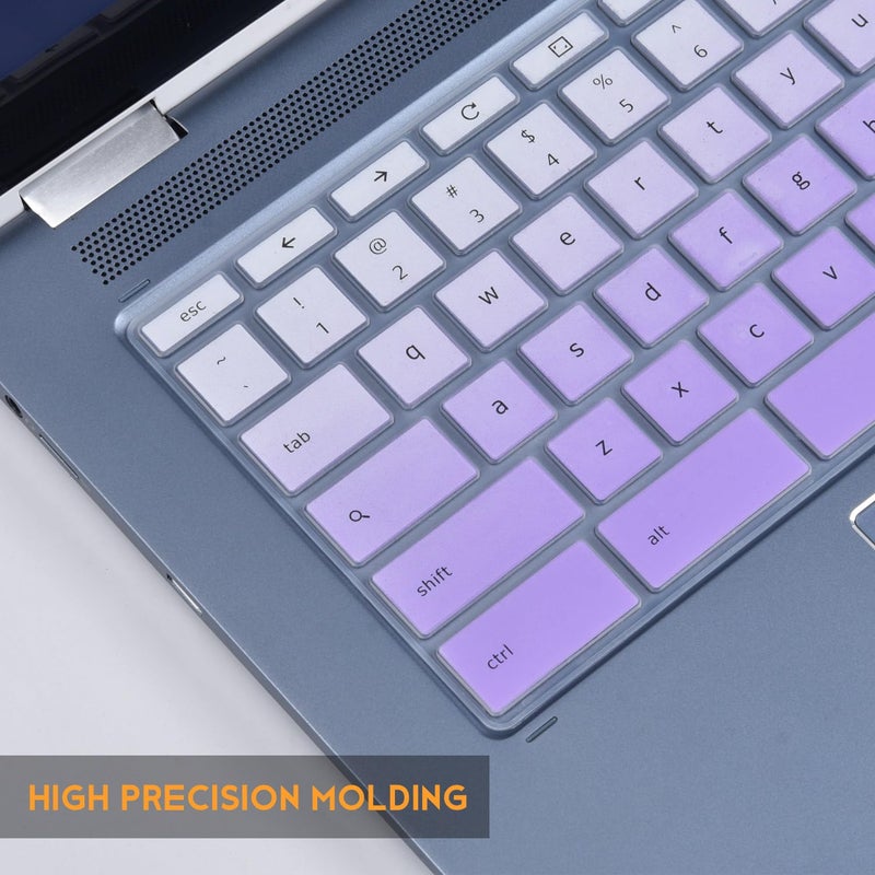 CaseBuy غطاء لوحة مفاتيح لجهاز HP 14" Chromebook 14a-na 14a-ca 14B-CA 14a-na0226nr 14a-ne0013dx 14a-na0031wm 14a-na0021nr na1043cl 14a-ca0030wm، واقي لوحة مفاتيح HP Chromebook 14A G5، أومبري بنفسجي - Image 4